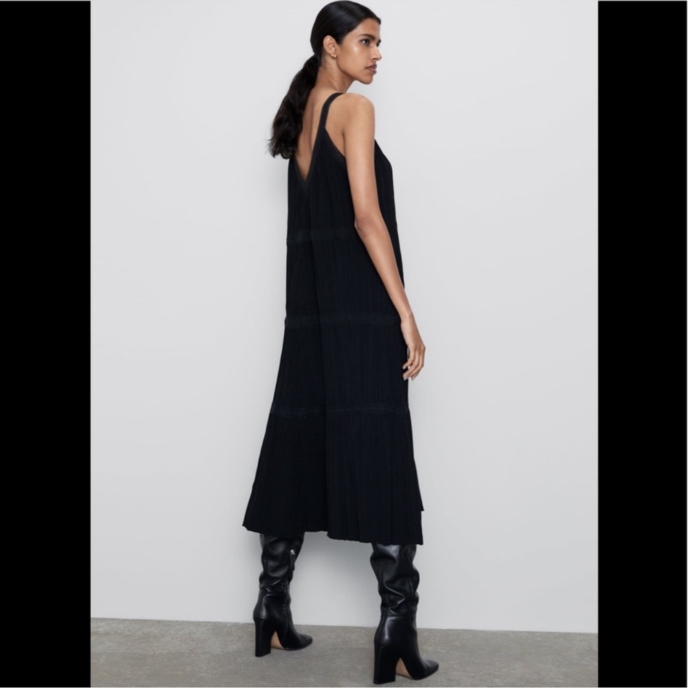 Zara Dresses | Zara Black Knit Maxi Dress With Lace Detail (new with tags!) - Picture 4 of 11